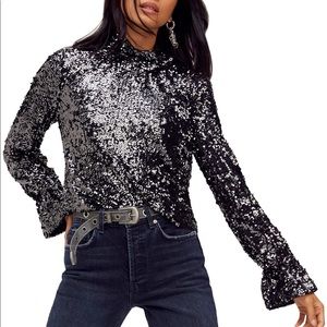 Free People Moonstruck Open Back Blouse